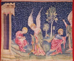 St. Johannes und der Engel, aus der Apokalypse-Tapisserie von Angers, 1373-87 (Tapisserie)